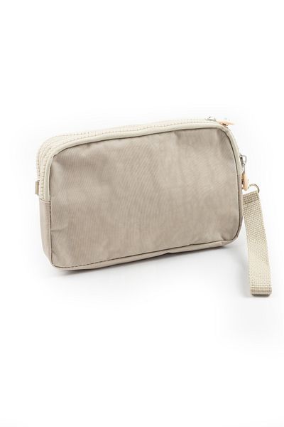 İMAKS Crinkle/Clinker Waterproof 4 Zippered Shoulder Strap Mobile Phone Carrying Bag Wallet Beige K002