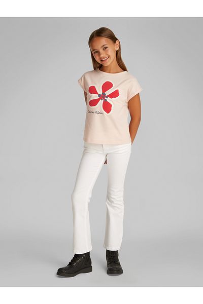 Calvin Klein Girls Pink Flower Graphic T-Shirt