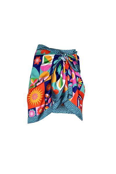 Bolder Coral Patchwork Albastru/portocaliu Pareo (NU AFIȘEază) 50*145 Cm
