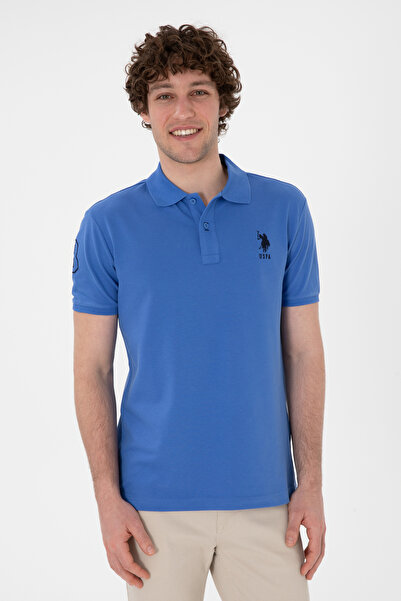 U.S. Polo Assn. Erkek Slim Fit Polo Yaka İndigo Basic Tişört 50305929-VR028