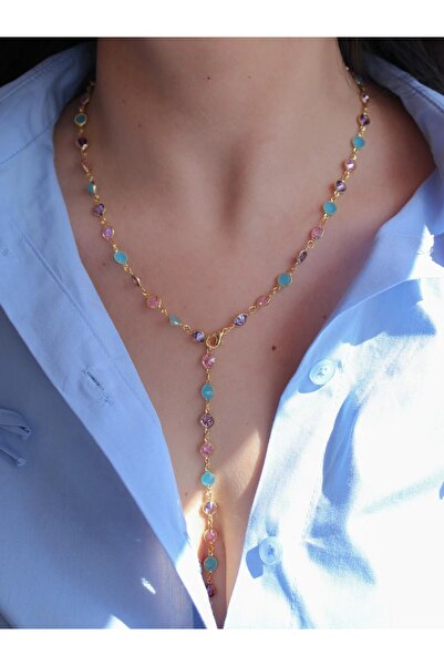 Reorah Collection قلادة بيضاوية باللون الأحمر والأخضر والأرجواني