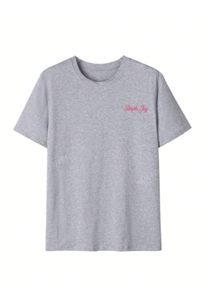 MOONBULL Women's Simple Joy Pink Flower Back Printed Oversize T-Shirt