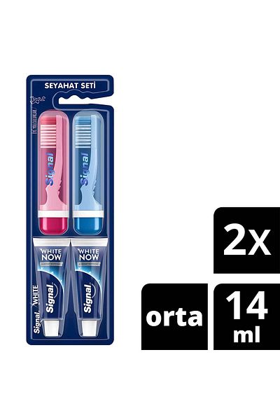 Signal White Now Toothpaste 14 ml + Toothbrush Travel Set 2 Pcs