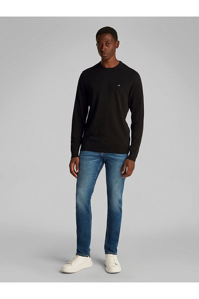 Calvin Klein Calvin Klein Men Black Cotton Silk Blend Pullover Sweater