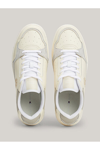 Tommy Hilfiger Erkek Logolu Normal Kalıp Bağcıklı Günlük Bej Sneaker FM0FM04968-AEF