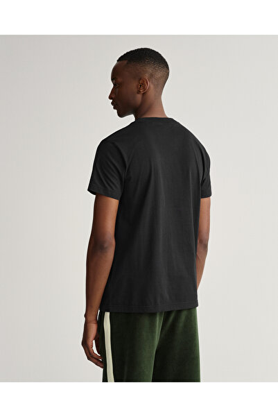 Gant Erkek Siyah Regular Fit Bisiklet Yaka Logolu T-Shirt
