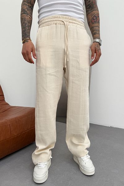 MADZEYMODA Ανδρικό φαρδύ φαρδύ παντελόνι Jogger με ελαστική μέση KE-7009