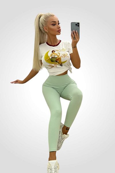 BOMBFIT Colanti modelatori fitness cu Talie inalta aspect Raiat, Fistic
