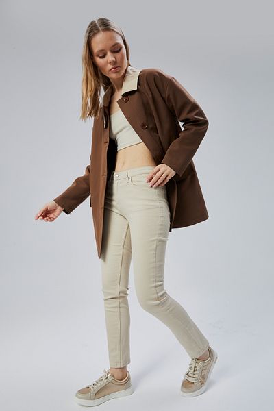 Bolivente Brown Oversize Casual Midi Trench Coat