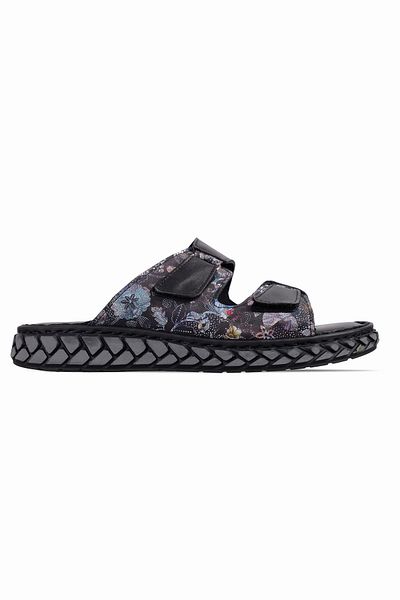 Lal Shoes & Bags Дамски чехли Happy от естествена кожа с тик-так шарка - черни