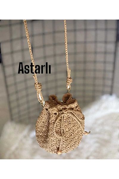 Zeynep Keskin Design Geantă tricotată manuală, geantă de paie, geantă de umăr pentru femei, geantă de plajă căptușită