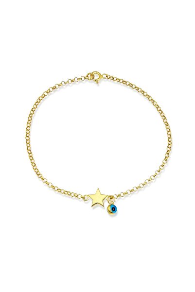 Altınkesesi 14 Ayar Altın Yıldız ve Göz Sallantılı Bileklik