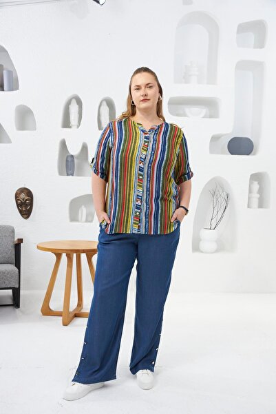 RMG Line Patterned Large Size Khaki Shirt