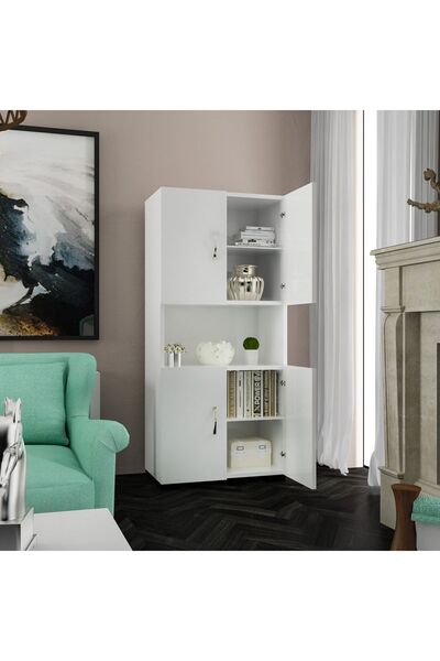 Modilayn Mutfak Dolabı Minifırın Mikrodalga Dolabı 4 Kapaklı Çok Amaçlı Banyo Dolabı Ofis Dolabı