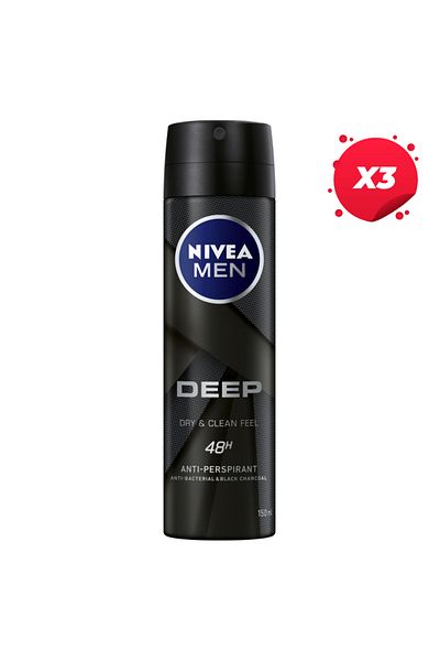 NIVEA X3 - NIVEA ANTIPERSPIRANT DEO 150ML MEN DEEP