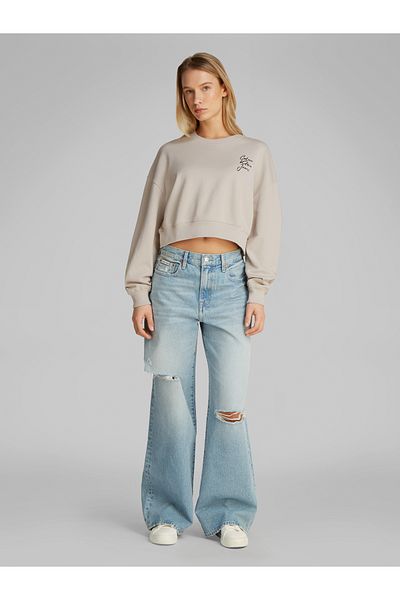 Calvin Klein Calvin Klein Women Gray Script Institutional Pullover Sweatshirt