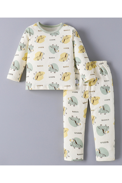 SAPS SAPS Zebra Printed Pajama Set - Beige