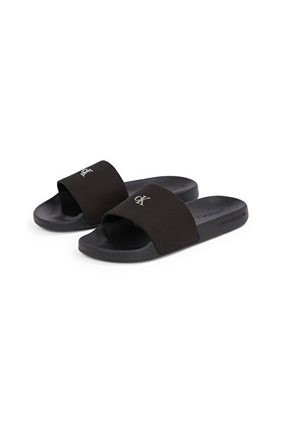 Calvin Klein Women Triple Black Monogram Hardware Sliders