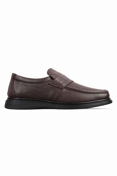 Lal Shoes & Bags Ανδρικά παπούτσια από γνήσιο δέρμα Jadira με λεπτομέρεια ραμμένα casual παπούτσια-καφέ