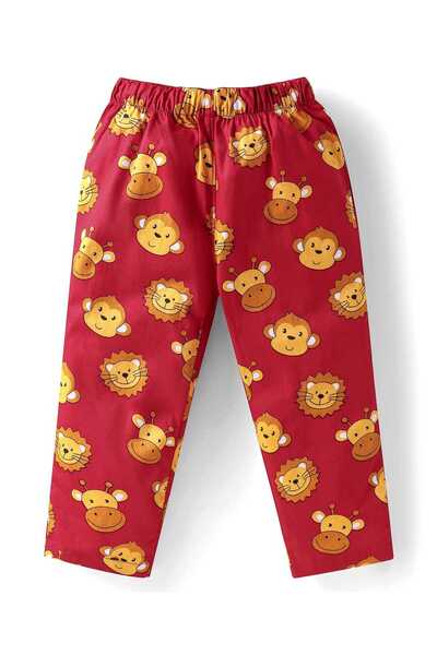 Babyhug Babyhug Night Suit With Animal Print - Red