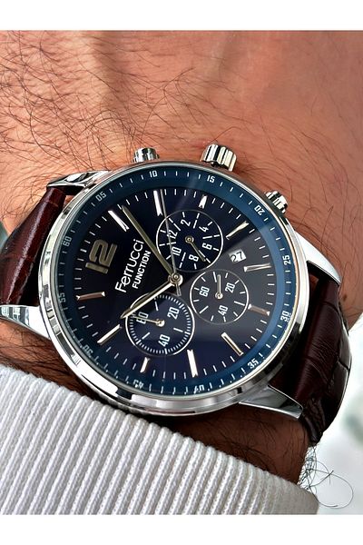 Ferrucci Men's Wristwatch - Waterproof, Functional Leather Cord