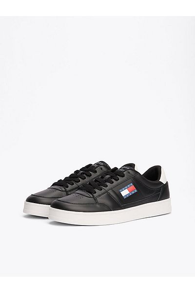 Tommy Hilfiger Černé kožené tenisky – pohodlná plochá podrážka s prodyšným horním povrchem EM0EM01574-BDS