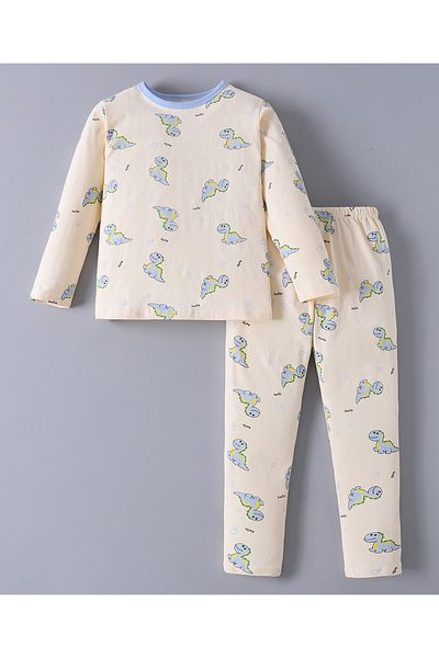 SAPS SAPS Dinosaurs Printed Pajama Set - Peach & Purple