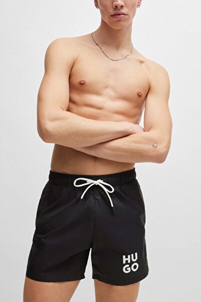 HUGO Erkek HUGO Yazılı Kısa Bel Bağlamalı Siyah Mayo 50510190-001