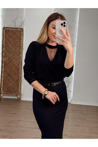 X-Young Triangle glitter transparent detailed knitwear black
