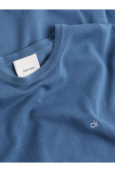 Calvin Klein Men Midnight Cotton Silk Blend Pullover Sweater
