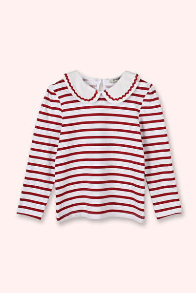 Panço Kız Çocuk Bebe Yakalı Kırmızı Tisört