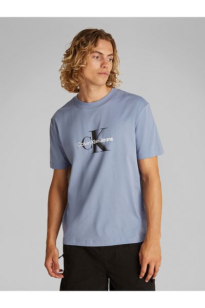 Calvin Klein Calvin Klein Men Blue Monologo Shift Short Sleeve T-Shirt