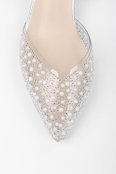 Shoeberry Γυναικεία παπούτσια μπαλαρίνας Rhea Silver Skin Stone