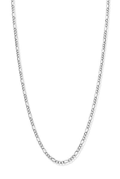 Altınkesesi 14 Ayar Altın Unisex Orta Kalın Beyaz Figaro Zincir Kolye 3.5 Mm 55 Cm