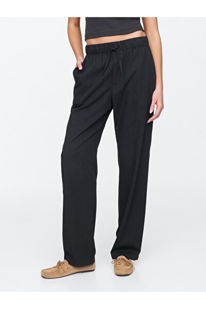 GAP Kadın Siyah Mid Rise Twill Pantolon
