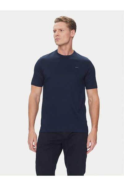 PAUL&SHARK Men's Cotton Casual Navy Blue T-Shirt with Brand Logo 24411021 -13D