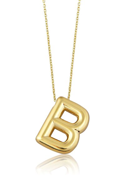 Altınkesesi 14 Ayar Altın Sade Balon Harf Kolye(B)