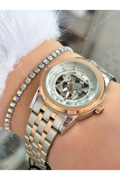 Raymond Rym-31001L Automatic Women's Wristwatch - Steel Case and Band - 2 Years Warranty