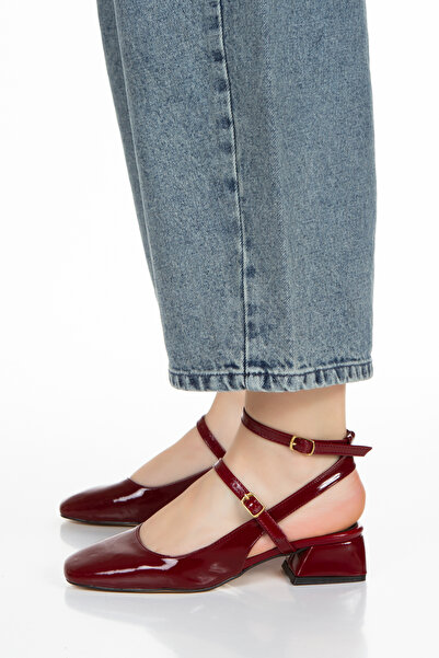 simplicity Women's Mary Jane Claret Red Patent Leather Double Strap Classic Shoes