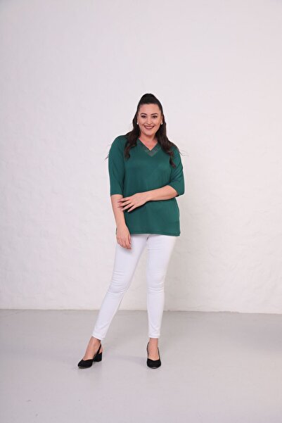 tarzımsüper Γυναικεία μπλούζα Comfort με λαιμόκοψη με λαιμόκοψη με πέτρα με στάμπα