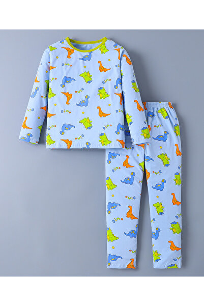SAPS طقم بيجامة مطبوع عليه ديناصورات من SAPS - أزرق فاتح