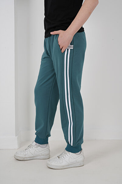 HayKids Boy's Two Thread Fabric Stripe Petrol Blue Sweatpants