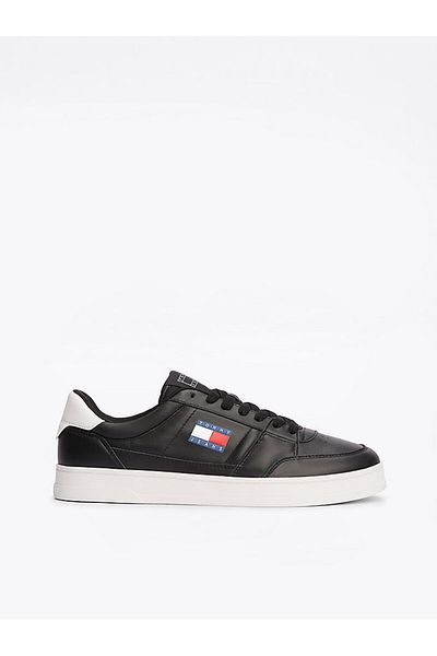 Tommy Hilfiger Černé kožené tenisky – pohodlná plochá podrážka s prodyšným horním povrchem EM0EM01574-BDS