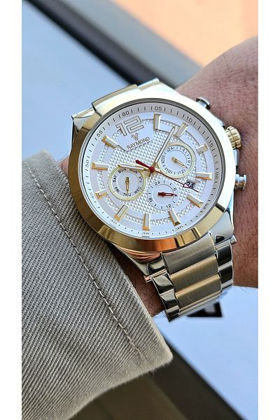 Raymond Rym-1127 Quartz Men's Wristwatch - Steel Case and Cord - 2 Years Warranty