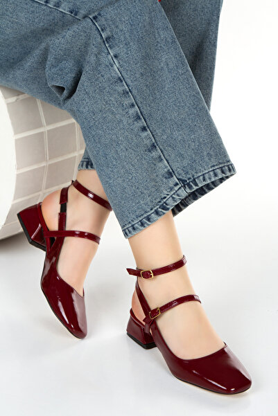 simplicity Women's Mary Jane Claret Red Patent Leather Double Strap Classic Shoes