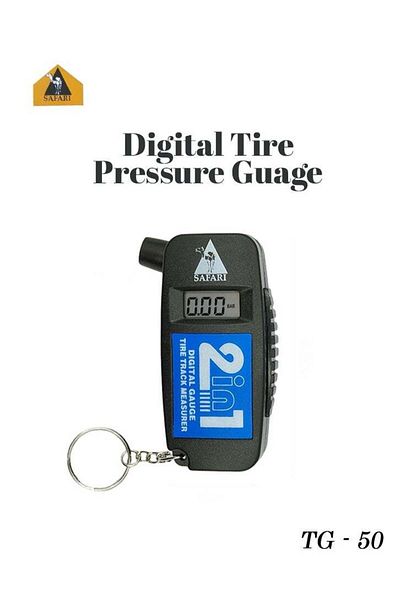 Safari Digital Tire Pressure Gauge 2 in 1 LCD Air Pressure Tester and Tire Tread Depth Measurer