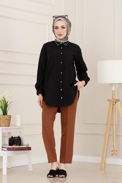 Sevitli سترة هلالية مرصعة بالأحجار - أسود