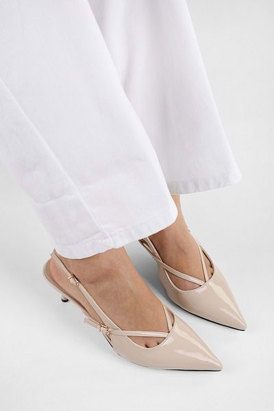 Shoeberry Women's Eilish Beige Patent Leather Stiletto