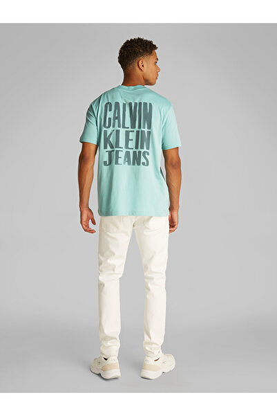 Calvin Klein Men Green Painted Short Sleeve T-Shirt
