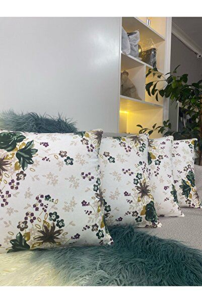 Home كيس وسادة 4 قطع مقاس 45*45 قماش ناعم الملمس مع نقش زهور.